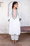 Buy_Gulabo Jaipur_White Cotton Lace Round Neck Arzu Floral Embroidered Kurta And Pant Set _at_Aza_Fashions