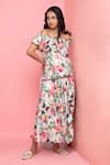 Buy_Rhe-Ana_Green Rayon Printed Pastel Floral Elasticated Top And Skirt Co-ord Set  _at_Aza_Fashions