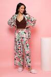 Buy_Rhe-Ana_Green Rayon Printed Pastel Floral Shawl Blazer Shirt And Pant Co-ord Set  _at_Aza_Fashions