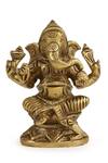 Buy_Amoliconcepts_Gold Brass Handcrafted Carved Ganesha Idol_at_Aza_Fashions