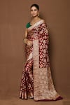 Buy_Samyukta Singhania_Pink Georgette Woven Floral Blossom Saree _at_Aza_Fashions