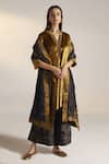Buy_Shorshe Clothing_Black Handloom Silk Leaves Cutdana Embellished Dupatta _at_Aza_Fashions