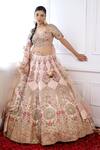 Shop_Pallavi Poddar_Pink Silk, Tulle Zari, Embroidery V-neck Jaipur Zardozi Bridal Lehenga Set _at_Aza_Fashions