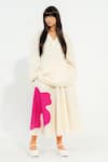 Buy_Stoique_Off White Cotton Applique Hibiscus Embroidered Skirt _at_Aza_Fashions