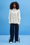 Buy Siddhant Agrawal Off White Cotton Fringe Collared Shoji Patchwork Shirt at Aza Fashions Buy_Siddhant Agrawal_Off White Cotton Fringe Collared Shoji Patchwork Shirt _at_Aza_Fashions