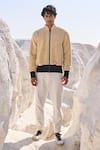 Buy_Dash and Dot_Beige 100% Polyester Plain Sherpa Bomber Jacket  _at_Aza_Fashions