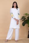 Buy Chambray & CO. White Silk Embroidery Boat Neck Aurora Sleeve Kurta And Pant Set at Aza Fashions Buy_Chambray & CO._White Silk Embroidery Boat Neck Aurora Sleeve Kurta And Pant Set _at_Aza_Fashions