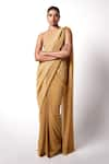 Buy_431-88 by Shweta Kapur_Gold Net And Jersey Ez Pre-draped Saree With Neck Top  _at_Aza_Fashions