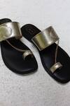 Buy_Sandalwali_Black Leather Shagufa Metallic Sandals_at_Aza_Fashions
