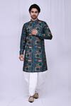 Buy_Nazaakat by Samara Singh_Sky Blue Kurta: Cotton Silk Printed Moroccan Pattern And Dhoti Pant Set For Men_at_Aza_Fashions