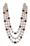 Shop_Riana Jewellery_White Pearl Contrast Beaded Layered Mala _at_Aza_Fashions