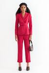 Buy_NOTEBOOK_Pink Terry Rayon Plain Notched Overlap Blazer And Pant Set _at_Aza_Fashions