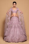 Buy_Pallavi Poddar_Purple Organza Embroidery Sequin Sweetheart Amer Crystal Bridal Lehenga Set _at_Aza_Fashions