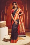 Buy_Paaprika_Black Paithani Silk Handwoven Floral Patterns Muniya Saree  _at_Aza_Fashions