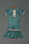 Buy_Maaikid_Green Chanderi, Cotton Mirrors Yoke Embroidered Kurta And Sharara Set _at_Aza_Fashions