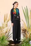 Buy_Shahin Mannan_Black Scuba Crepe Embroidered Fly Over The Rainbow Raglan Sweatshirt  _at_Aza_Fashions