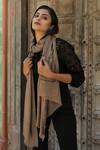 Buy_Dusala_Beige Handwoven Stone Work Shawl_at_Aza_Fashions