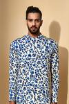 Buy_Dhruv Vaish_Beige Cotton Satin Floral Print Kurta Set  _Online_at_Aza_Fashions