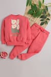 Buy_Knitting Doodles_Pink Fleece Printed Floral And You Grow Girl Top And Joggers Set For _at_Aza_Fashions