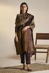 Buy_Shorshe Clothing_Purple Handloom Tissue Stripe Pattern Cutdana Embellished Dupatta _at_Aza_Fashions