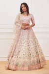 Buy_Rahul Mishra_Yellow Silk, Organza, Viscose Embroidery Meena Jharokha Hand Bridal Lehenga Set _at_Aza_Fashions