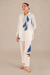 Buy_AMPM_Ivory Linen Bird Shirt Collar Motif And Straight Pant Set _at_Aza_Fashions