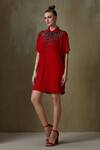 Buy_Namrata Joshipura_Red Jersey Triad Collar Boxy Dress_at_Aza_Fashions