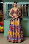 Buy_Irrau By Samir Mantri_Multi Color Organza, Denim Embroidery, Sequins, Gota Printed Panel Lehenga Set _at_Aza_Fashions
