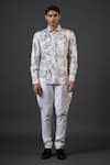 Buy_Balance by Rohit Bal_Ivory Poplin Satin Printed Floral Bird And Shirt _at_Aza_Fashions