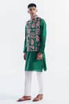 Siddhartha Bansal_Green Dupion Printed Hamsa Bundi  _Online_at_Aza_Fashions