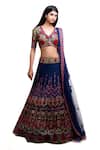 Buy Archana Kochhar Blue Silk, Net Sequins, Embroidery, Cut Work V-neck Raw Floral Lehenga Set at Aza Fashions Buy_Archana Kochhar_Blue Silk, Net Sequins, Embroidery, Cut Work V-neck Raw Floral Lehenga Set _at_Aza_Fashions