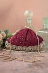 Buy_Amyra_Maroon Embroidery, Pearls Monroe Vintage Purse _at_Aza_Fashions