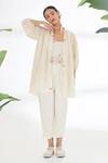 Buy_Nikasha_Cream Jamdani Cotton And Hand Reversible Tiered Jacket _at_Aza_Fashions