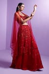 Buy_PARUL GANDHI_Red Embroidered Jewel Silk Organza Vivid Embellished Mermaid Lehenga For Women_at_Aza_Fashions