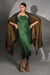 Buy_JYOTI SACHDEV IYER_Gold Cupro And Pashmina Foil Round Open Front Cape & Jumpsuit Set _at_Aza_Fashions