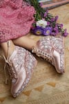 Buy_Tiesta_Pink Embroidery Stripe Sneaker Wedges _at_Aza_Fashions