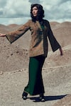 Buy_Label Varsha_Green Crop Top And Pant Viscose Pashmina Woven Paisley Top Set With Jacket _at_Aza_Fashions