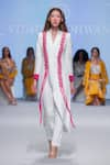 Buy_Vidhi Wadhwani_Off White Crepe Lycra Woven Cord Work Notched Lapel Cilo Long Blazer And Pant Set _at_Aza_Fashions