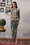 Buy_Soup By Sougat Paul_Green Crepe, Brocade Embroidery, Sequins Mehr Floral Print Dress With Jacket _at_Aza_Fashions