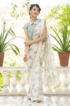 Buy_Summer By Priyanka Gupta_Off White Silk Mul Printed Floral Peter Monsoon Saree With Blouse _at_Aza_Fashions
