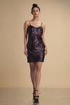 Buy_Kommal Sood_Purple Lycra Stretch Net Embroidered Sequins Sweetheart Neck Dress  _at_Aza_Fashions