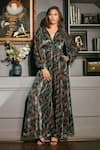 Buy_Priyanka Jain_Black Velvet Paisley Print And Cutdana V Neck Wide Legged Jumpsuit _at_Aza_Fashions