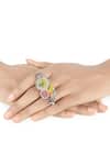 Shop_Tribe Amrapali_Multi Color Enamel Nirali Ghungroo Ring _at_Aza_Fashions