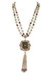 Buy_Riana Jewellery_Pink Jadtar Stone Pearl Tassel Mala _at_Aza_Fashions