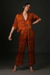 Buy_Ekastories_Red Cotton Kathputli Collared Neck Resort Shirt And Pant Set _at_Aza_Fashions