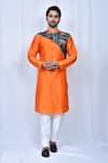 Buy_Arihant Rai Sinha_Orange Art Silk Printed Moroccan Panelled Kurta Pant Set_at_Aza_Fashions