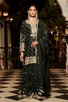 Buy_MATSYA_Green Kurta And Sharara Chanderi Silk & The Nawabi Roohani Set  _at_Aza_Fashions