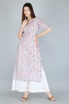 Buy_Kalakaari By Sagarika_Blue Pure Cotton Printed Lotus Notched Kurta And Palazzo Set _at_Aza_Fashions