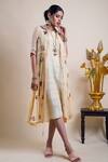 Buy_Bhusattva_Cream Shrug Organic Sheer Cotton Silk Embroidery Floral Dress With  _at_Aza_Fashions
