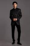 Buy_Jayesh Shah_Black Polinosic Embroidered Abstract Jodhpuri And Pant Set  _at_Aza_Fashions